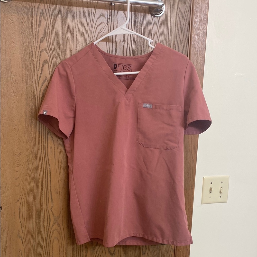 Figs Rose Scrub Top and Skinny Straight Leg Pants Size Small